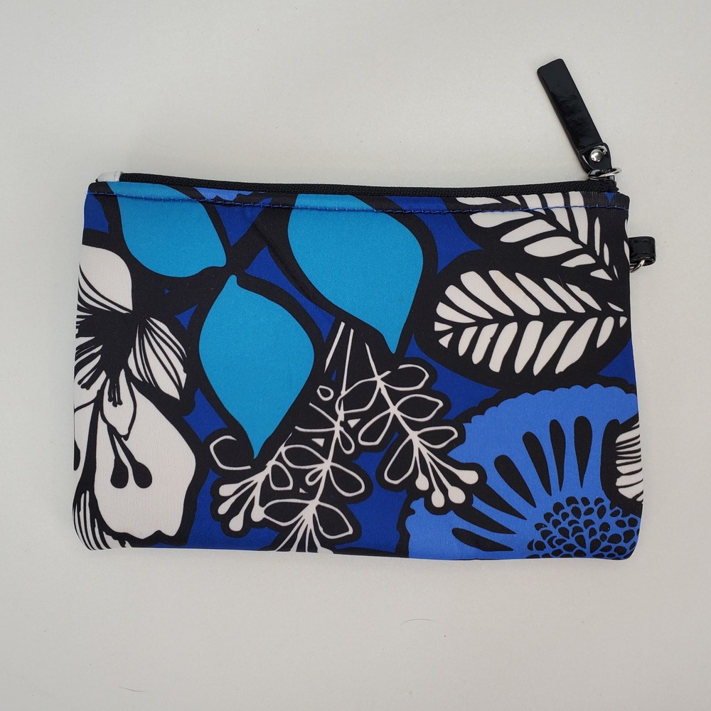Vera Bradley Blue Bayou Floral Cosmetic Makeup Bag Pouch Zippered Travel Case